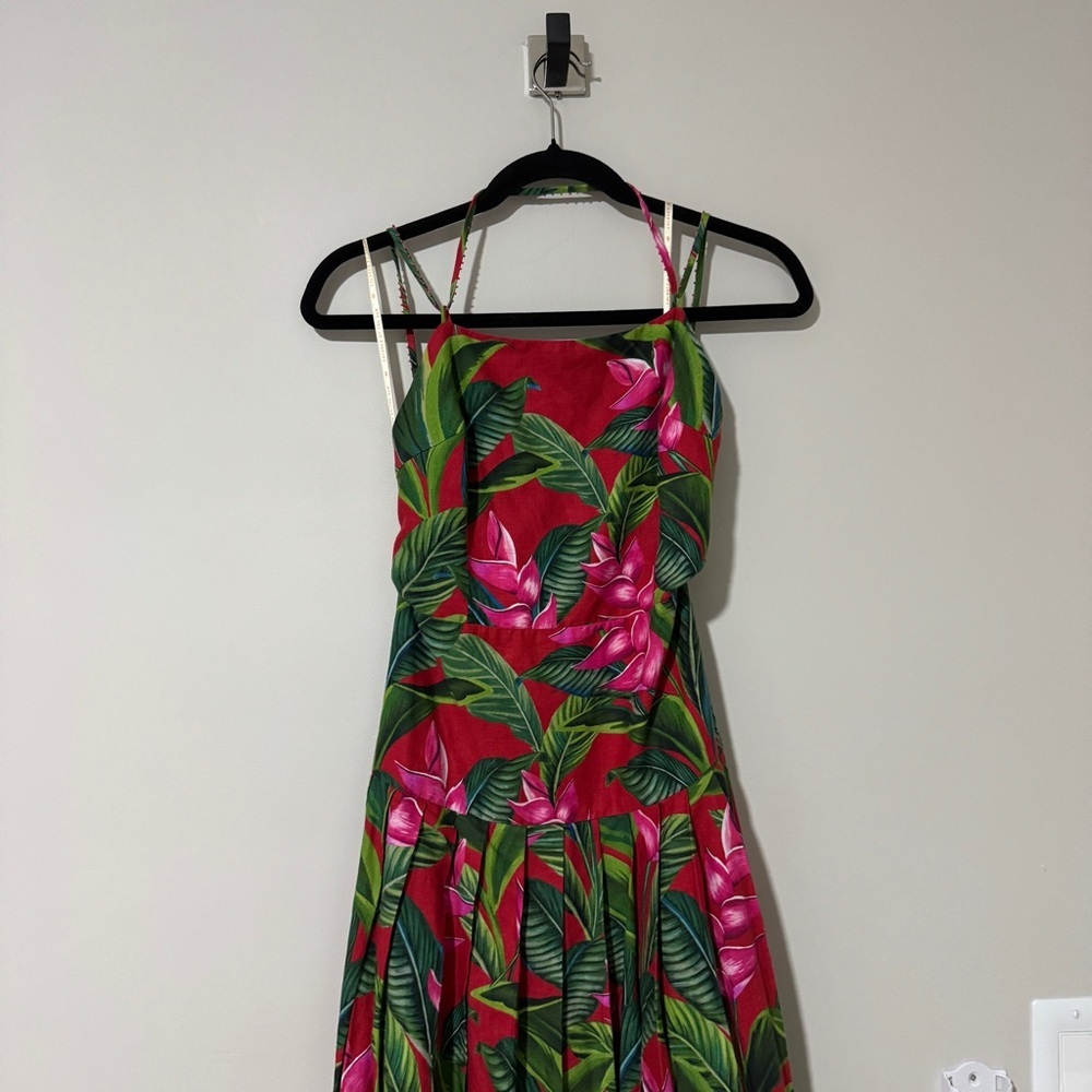 FARM Rio Red Dream Garden Lenzing Ecovero Euroflax Maxi Dress Red Sizd Small - Picture 3 of 9